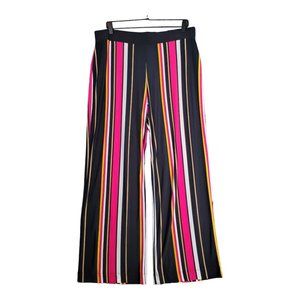INC International Concepts sz L Wide Leg Mid Rise Pants Vivid Run Mix Stripe NWT